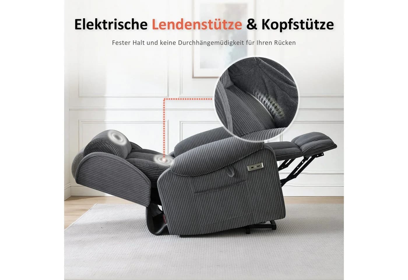 MCombo 4-Motoren-Aufstehsessel 7558 mit Massage & Heizung Beigebraun - Bild 4