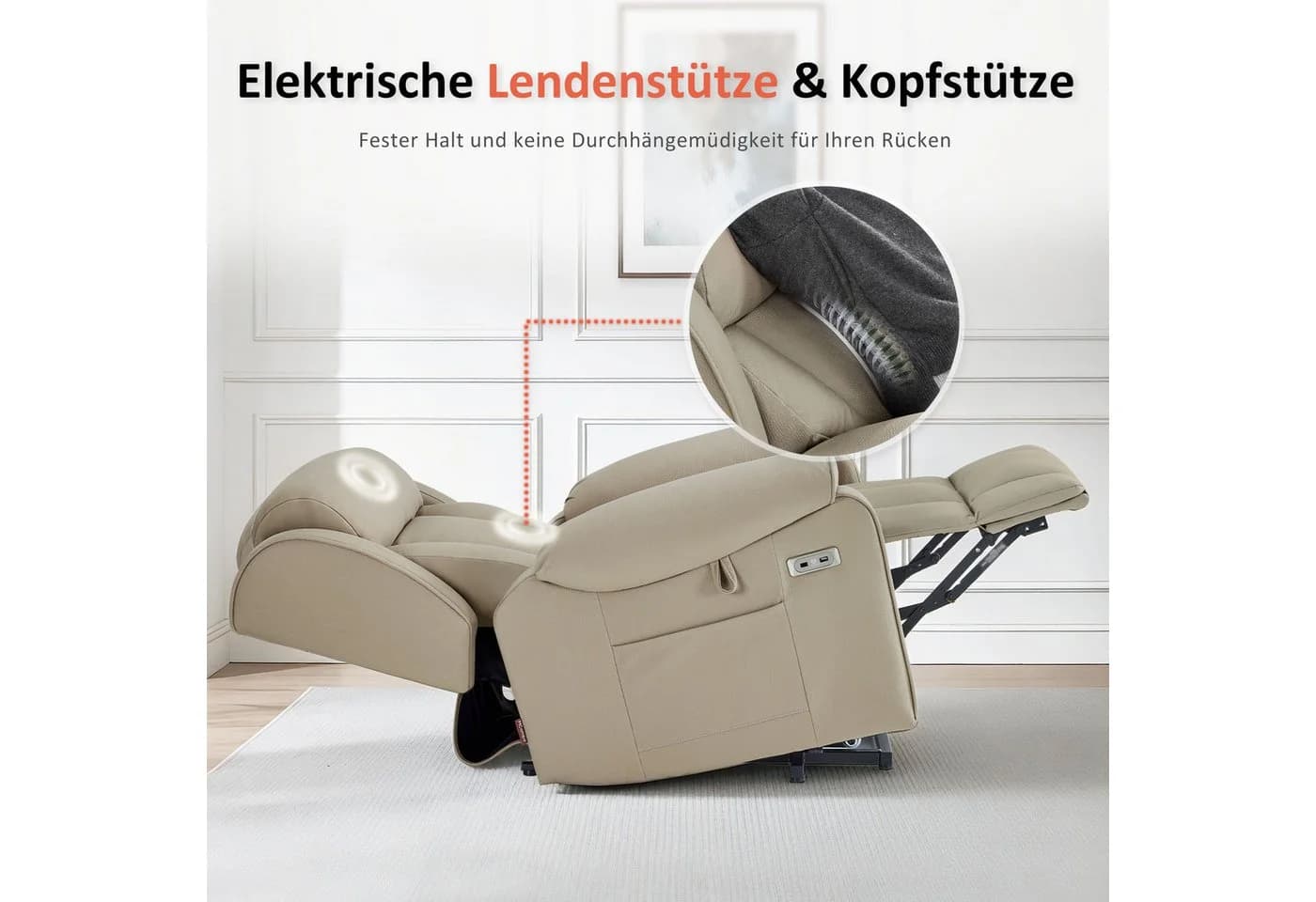 MCombo 4-Motoren-Aufstehsessel 7558 mit Massage & Heizung Beigebraun - Bild 4