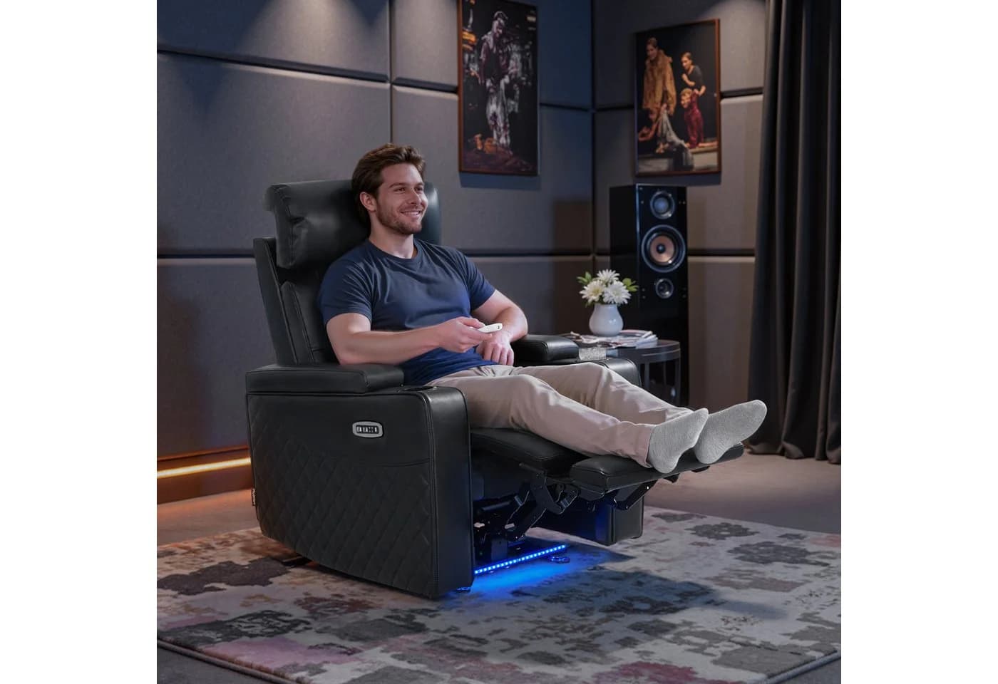 MCombo Sofa 1/2/3-Sitzer Schwarz Kunstleder mit verstellbaren Kopfstützen