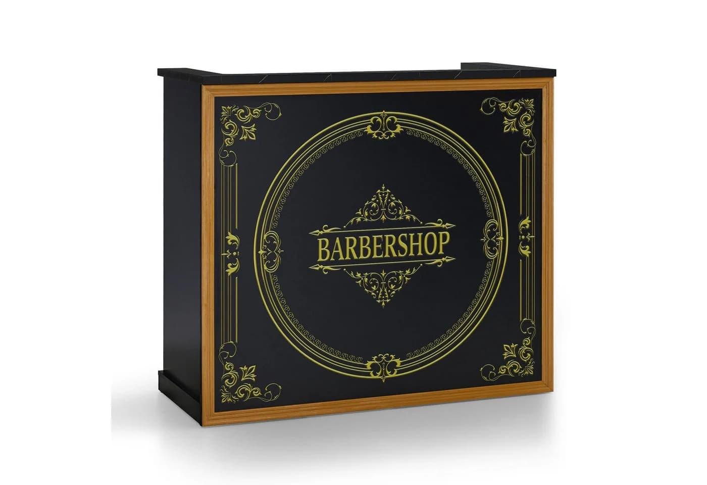 Barberpub Empfangstheke Schwarz-Gold mit Schubladen - Bild 2