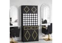 BarberPub Hochschrank Handtuchschrank Schwarz-Gold mit 42 Fächern Bild 1