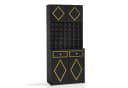 BarberPub Hochschrank Handtuchschrank Schwarz-Gold mit 42 Fächern Bild 2