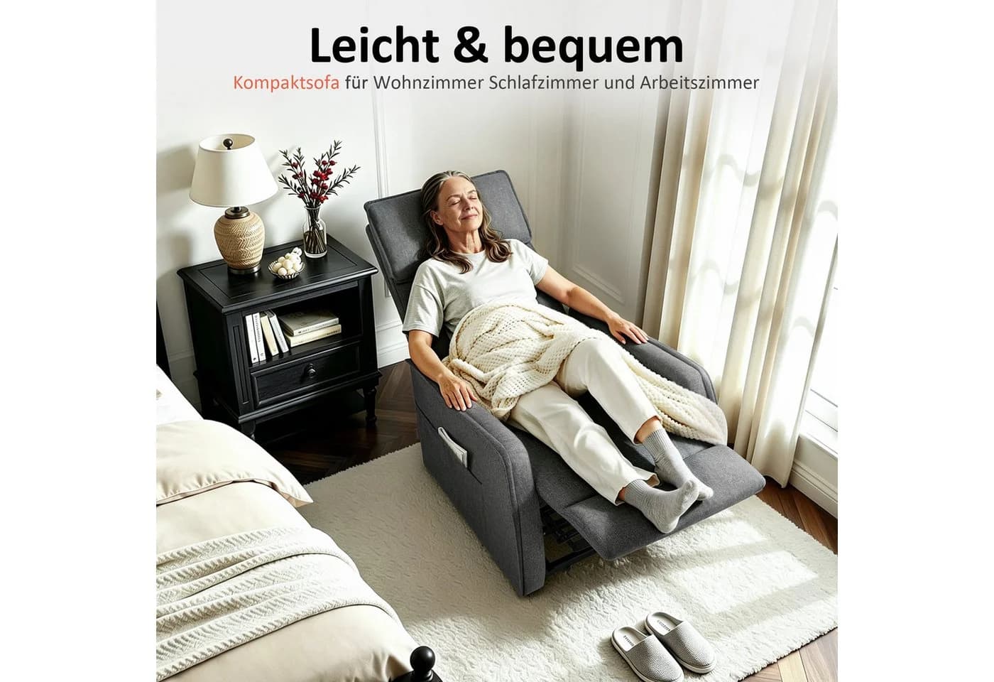 MCombo Fernsehsessel mit Aufstehhilfe Elektrisch Beige/Grau