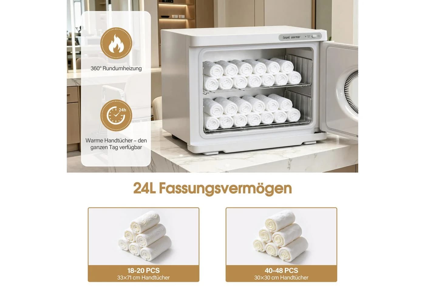 BarberPub Handtuchwärmer 24L Elektrisch Schwarz - Bild 4