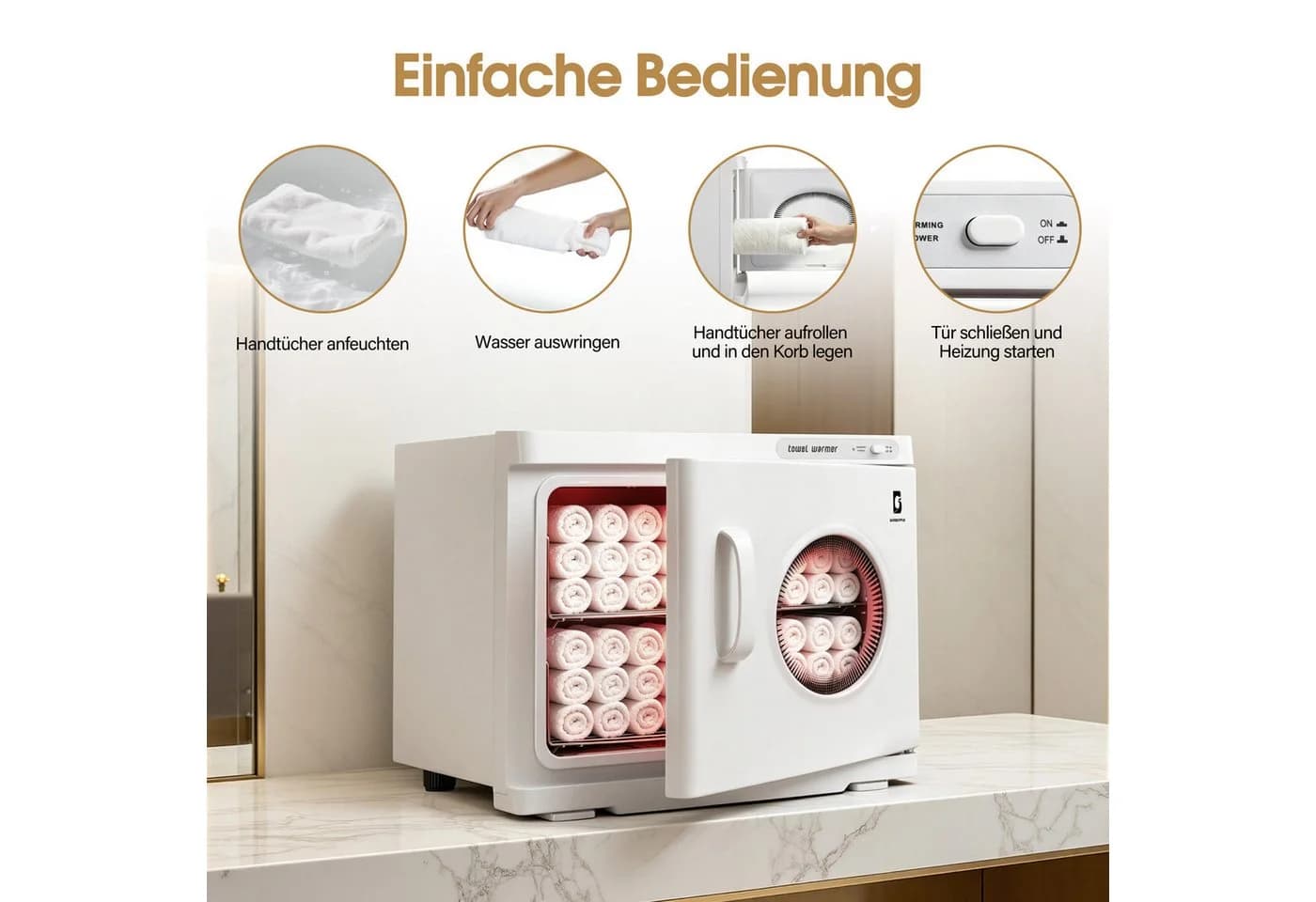 BarberPub Handtuchwärmer 24L Elektrisch Schwarz - Bild 5