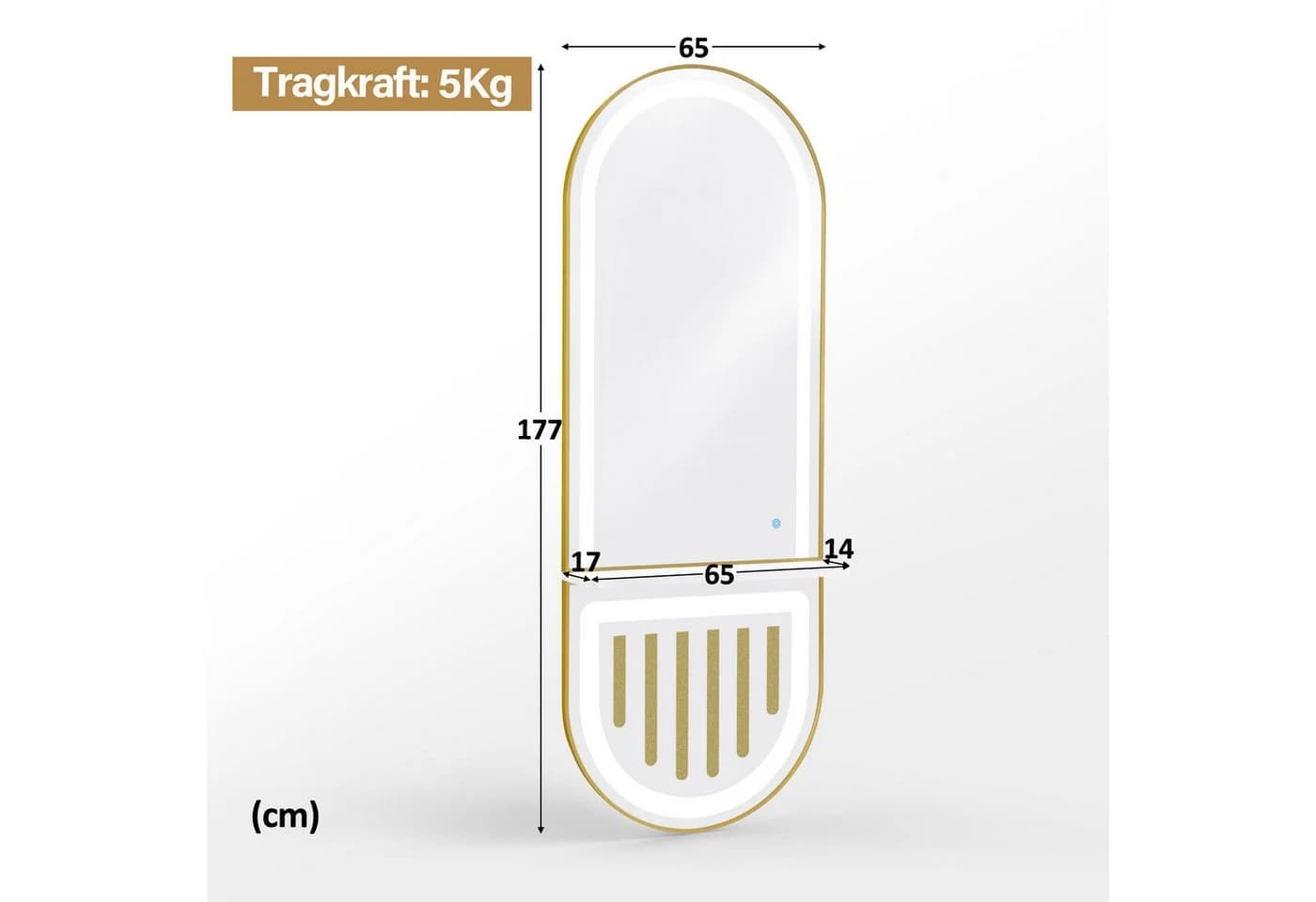 BarberPub LED Wandspiegel mit Ablage & Touch-Schalter - Bild 3