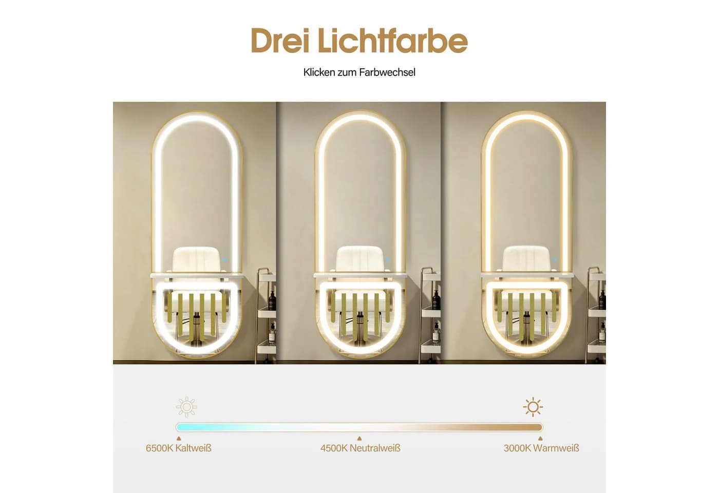 BarberPub LED Wandspiegel mit Ablage & Touch-Schalter - Bild 4