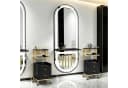 Barberpub Wandspiegel mit LED-Beleuchtung und Ablage, Schwarz/Gold Bild 1