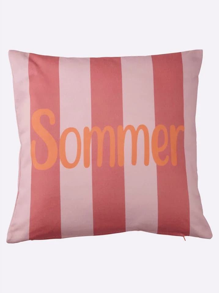 HEINE HOME Kissenhülle Rosa Sommer Schriftzug Baumwolle - Bild 2
