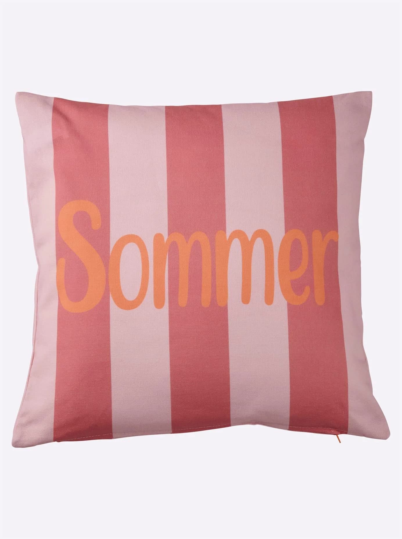 HEINE HOME Kissenhülle Rosa Sommer Schriftzug Baumwolle - Bild 3