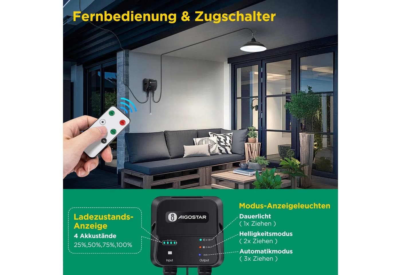 Aigostar LED Solarleuchte mit 8m Kabel & Fernbedienung - Bild 4