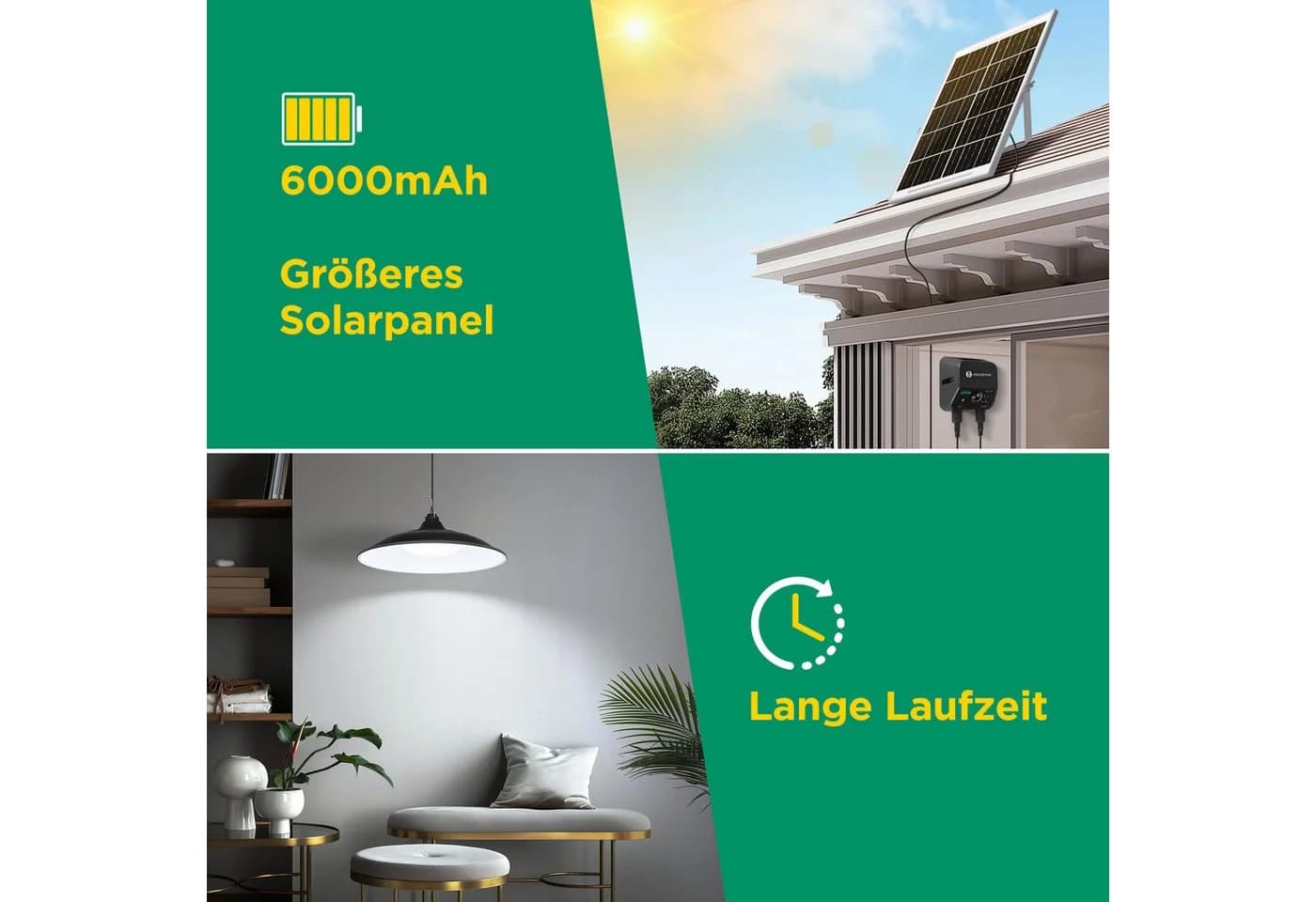 Aigostar LED Solarleuchte mit 8m Kabel, IP65, Fernbedienung, Kaltweiß