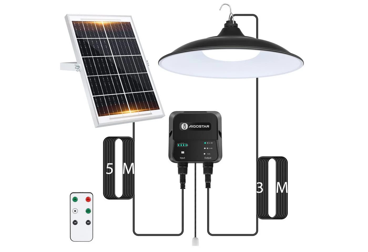 Aigostar LED Solarhängeleuchte IP65 8m Kabel Solarlampen - Bild 2