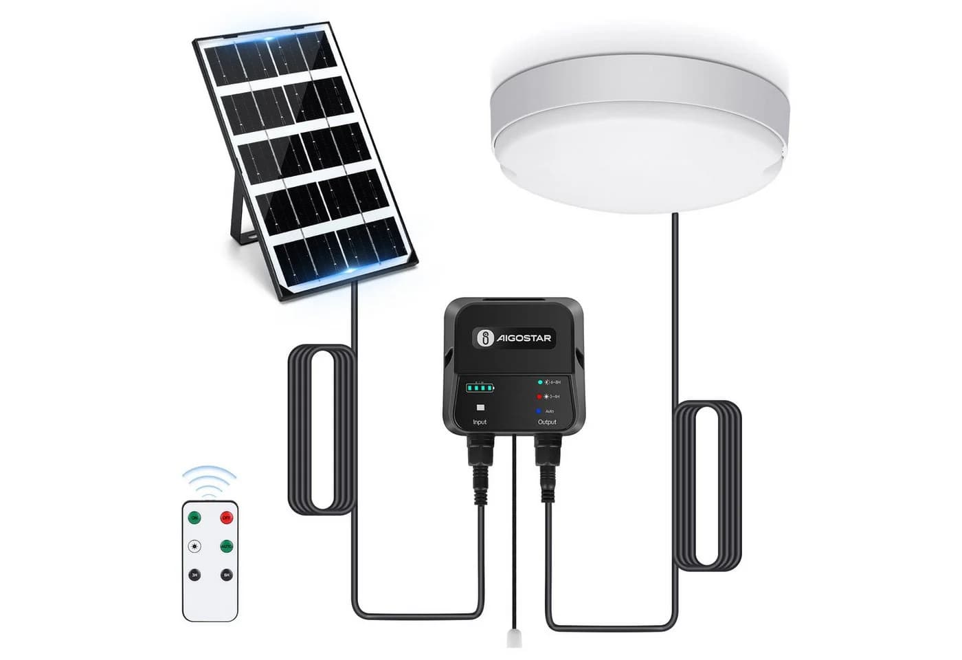 Aigostar LED Solarleuchte Außen Decke 8m Kabel IP65 Weiß - Bild 2