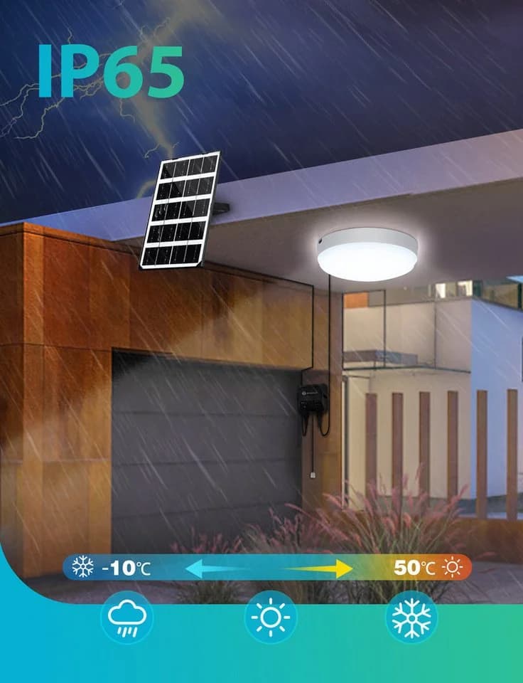 Aigostar LED Solarleuchte Außen Decke 8m Kabel IP65 Weiß - Bild 4