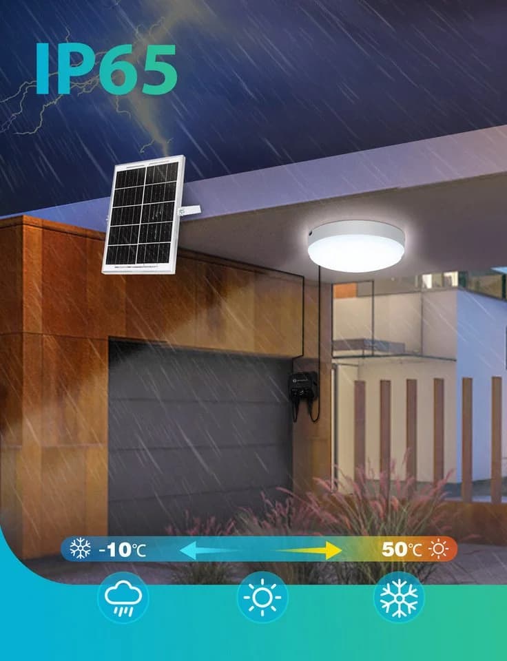 Aigostar LED Solarleuchte Außen Decke Wand IP65 Fernbedienung 8m Kabel - Bild 4