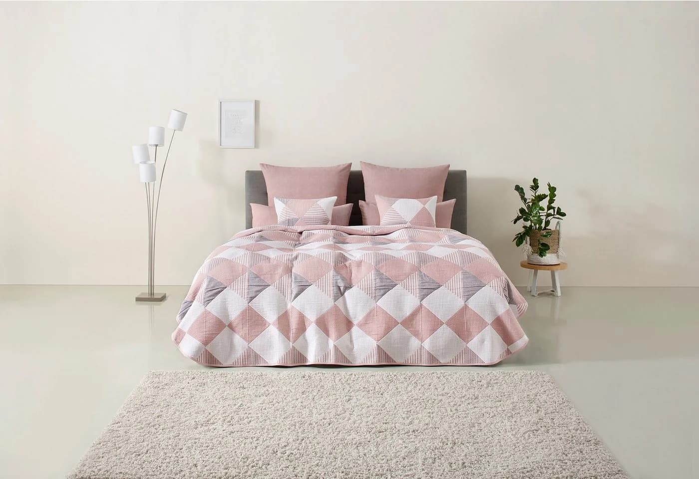 OTTO HOME Maris Kissenhülle Rosa Kariert 50x50cm Baumwolle Polyester
