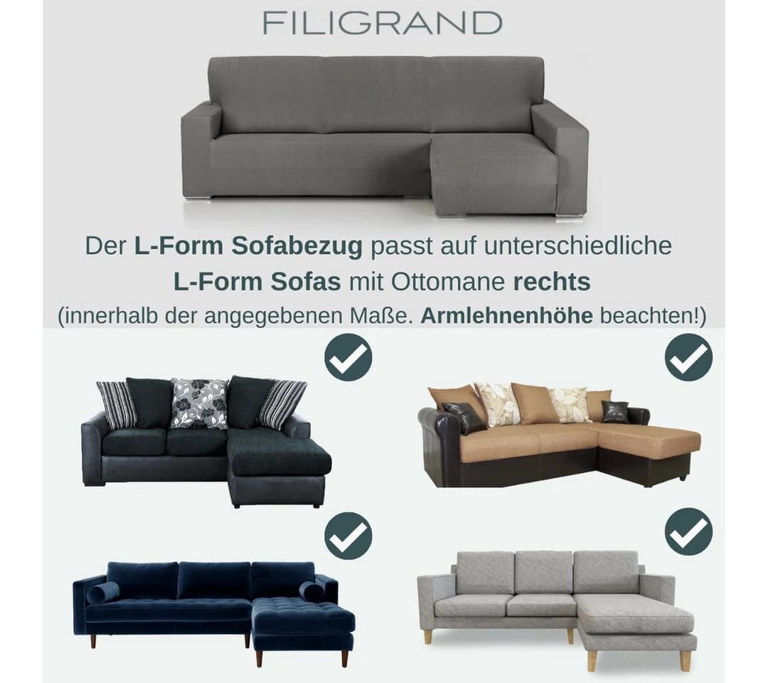 Belmarti Sofahusse 1-teilig L-Form mit Ottomane Dunkelrot - Bild 5