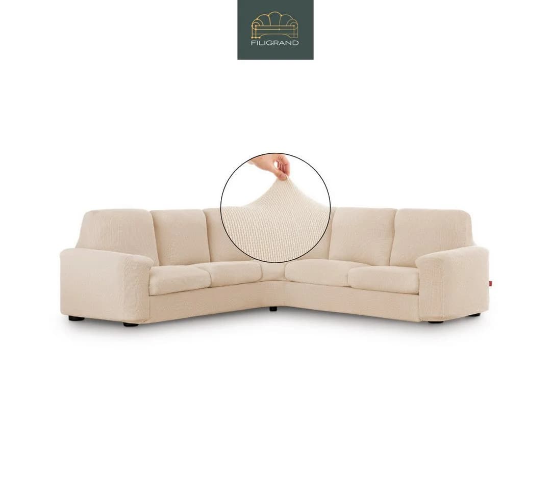 Belmarti Ecksofahusse 1-teilig Elastisch Beige Baumwollmix - Bild 2