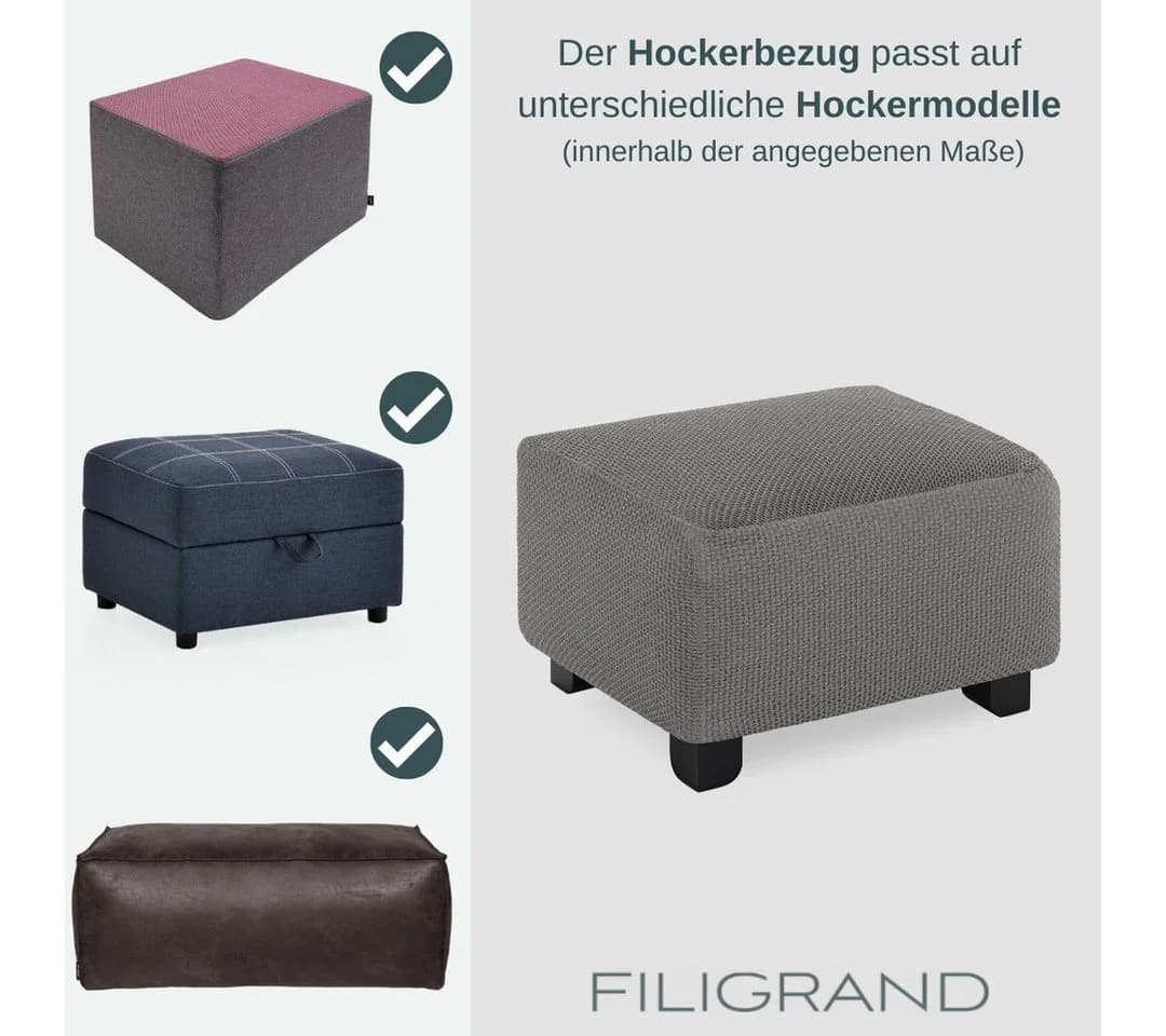 Belmarti Hockerbezug Beige Spanische Handarbeit Baumwollmix - Bild 5