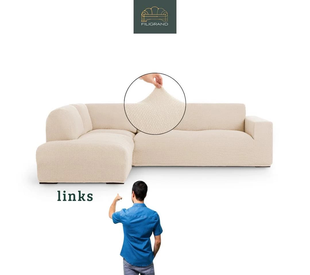 Belmarti Ecksofahusse Bezug für Ecksofa mit Halbinsel rechts/links Beige - Bild 2