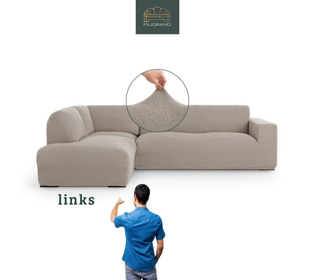 Belmarti Ecksofahusse Bezug für Ecksofa mit Halbinsel rechts/links - Lichtgrau - Bild 2