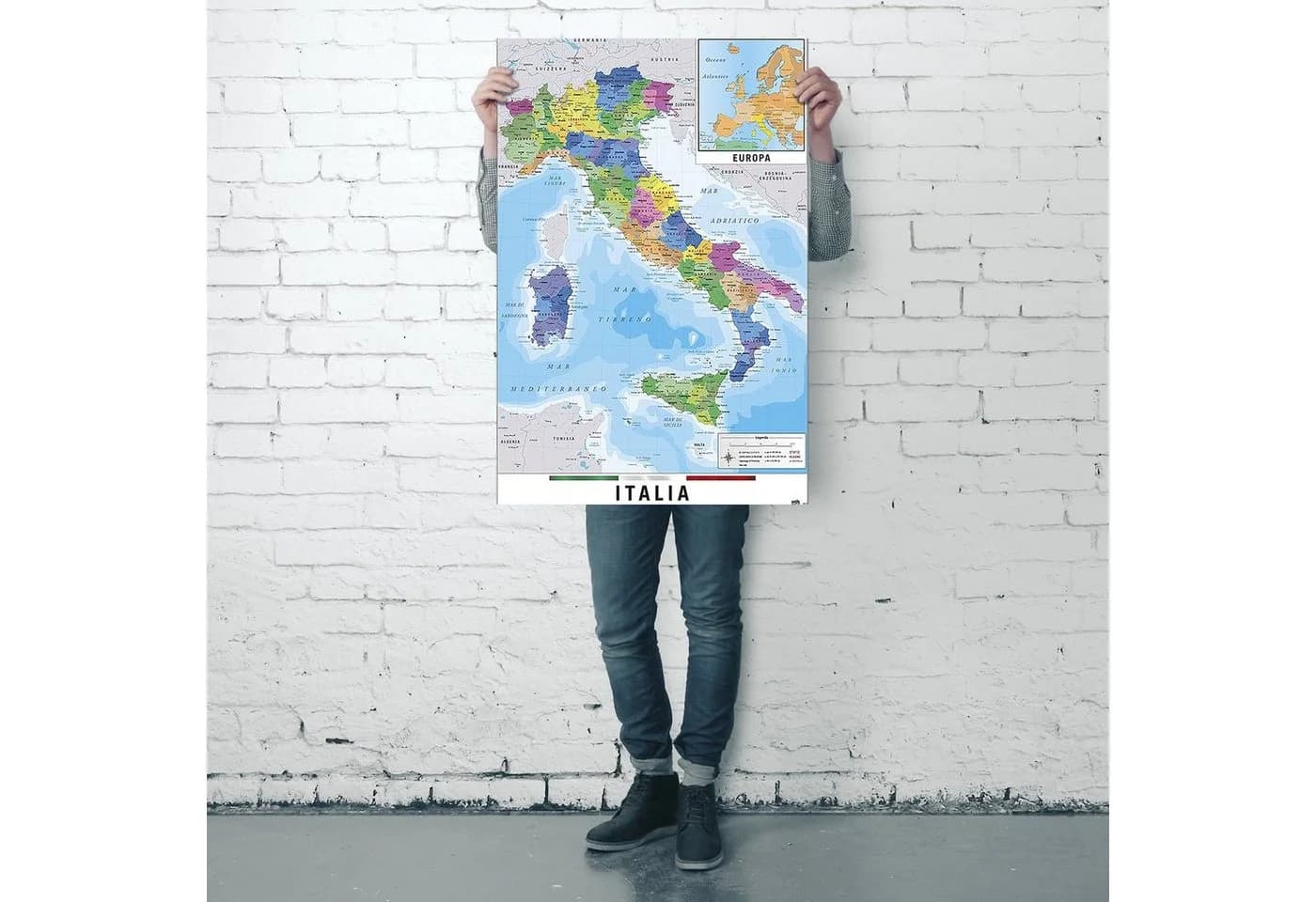Grupo Erik Mappa Italia Fisico Politico Karte von Italien 61 x 91,5 cm - Bild 4