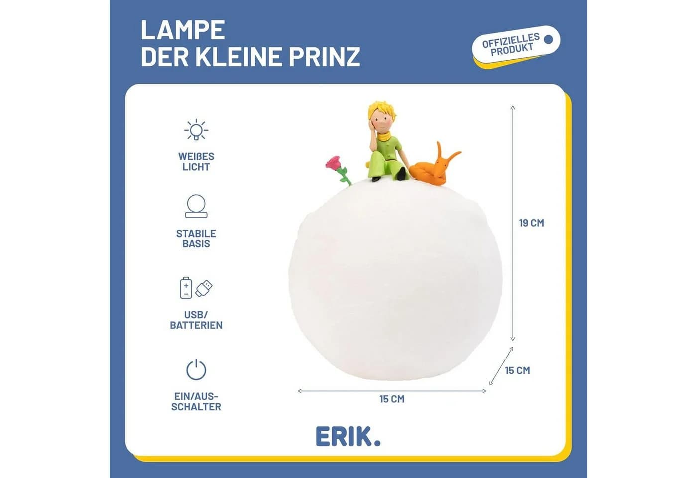 Grupo Erik LED Dekolicht Der kleine Prinz 3D Nachtlicht Weiß - Bild 5