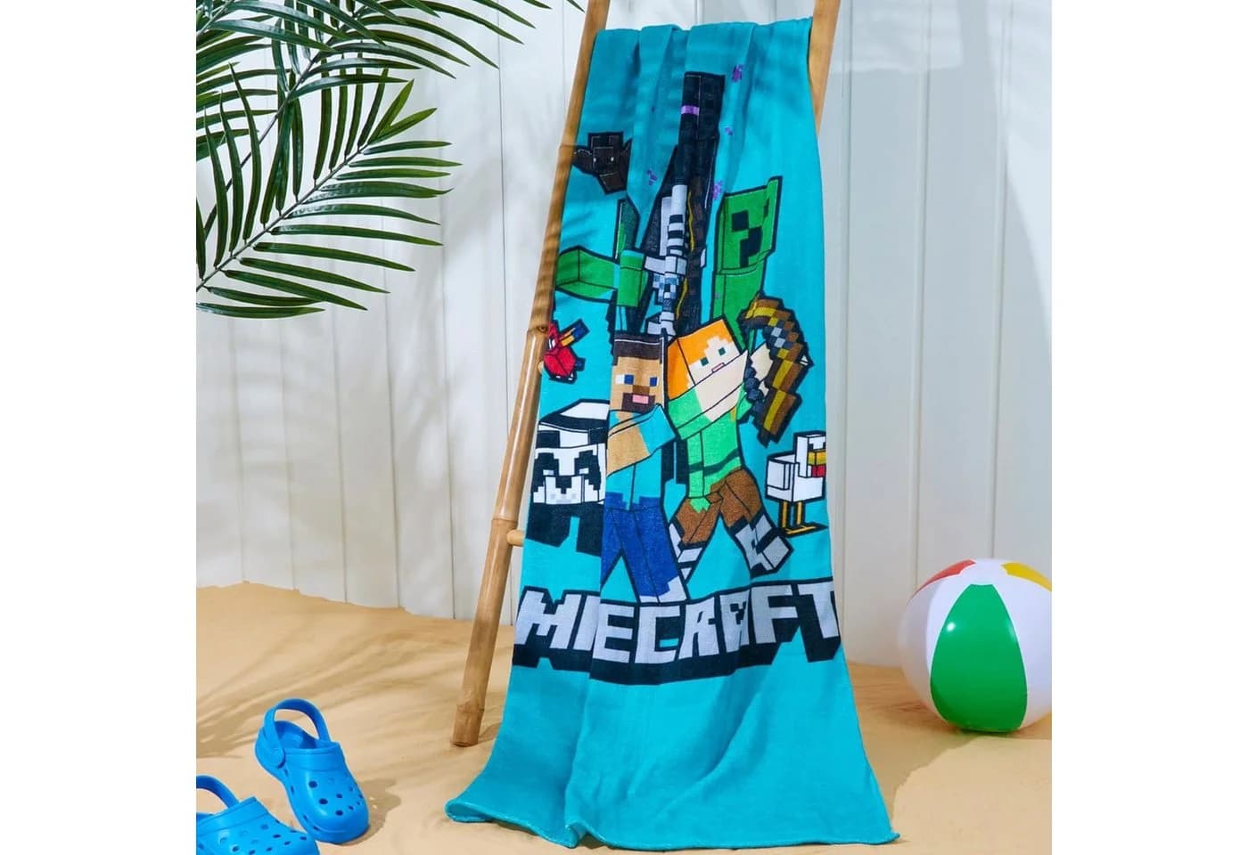 Minecraft Badetuch 70x140 cm Kinder Strandtuch Grün Schwarz