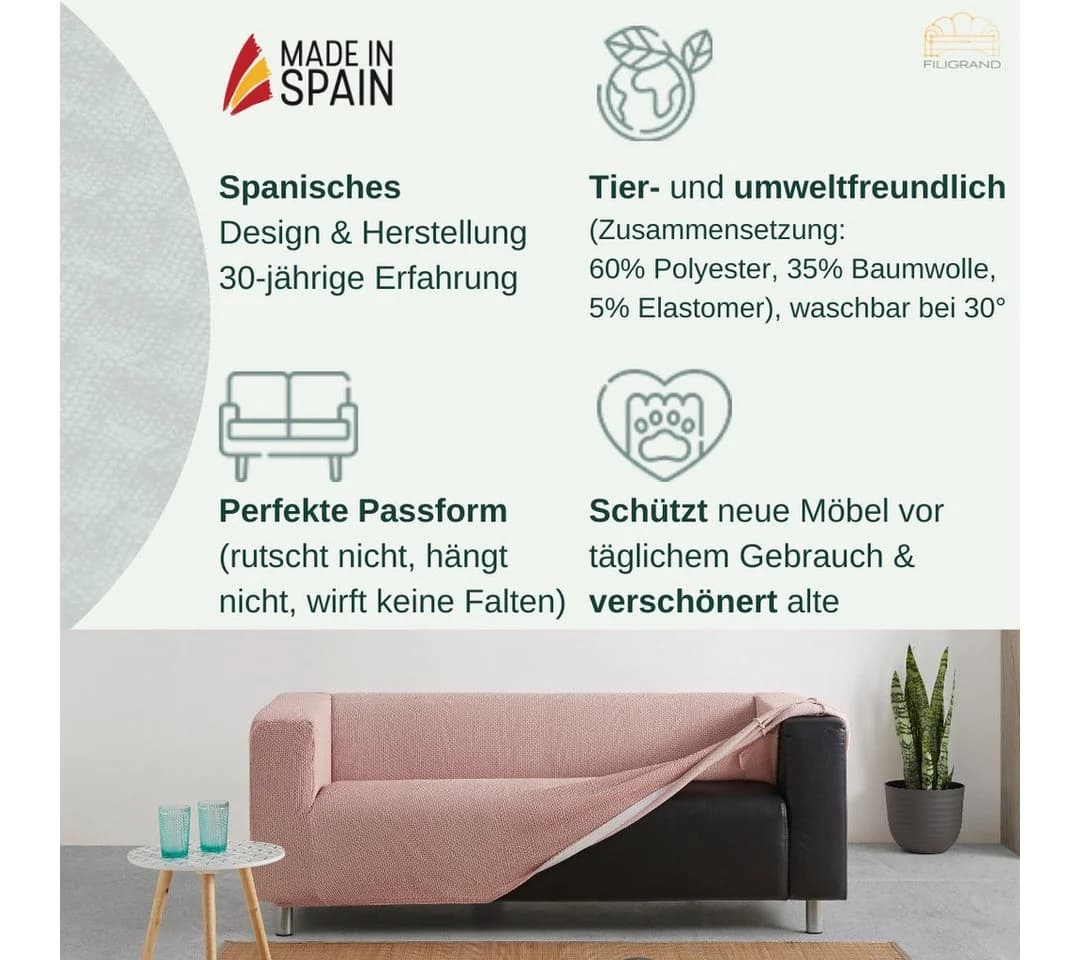 Belmarti Sesselhusse Grau Elastischer Baumwollmix Bezug - Bild 4