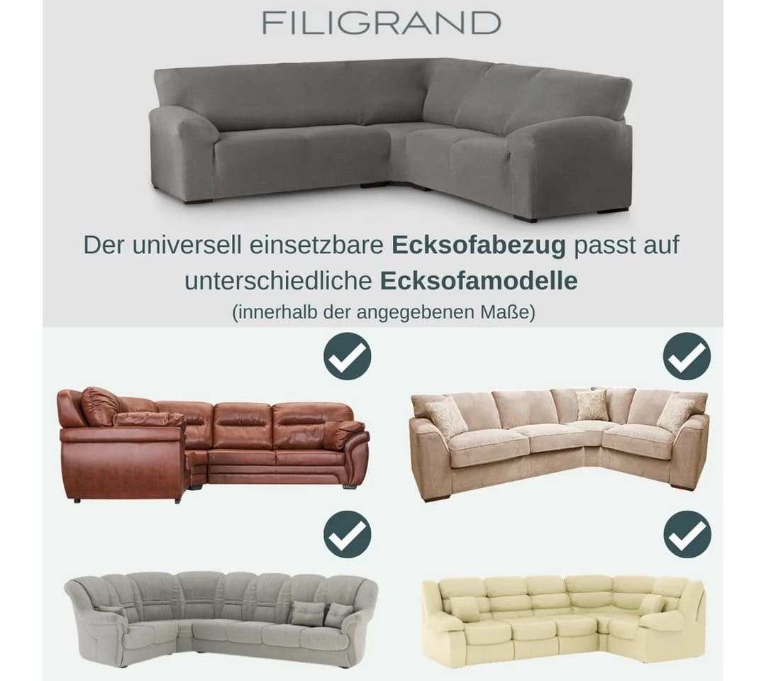 Belmarti Ecksofahusse 1-teilig Blau Elastischer Baumwollmix - Bild 5