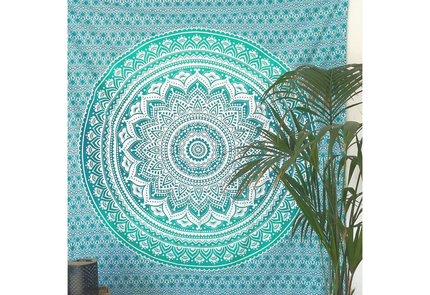 Wiladu Mandala Tuch XXL Wandteppich Strandtuch Blau