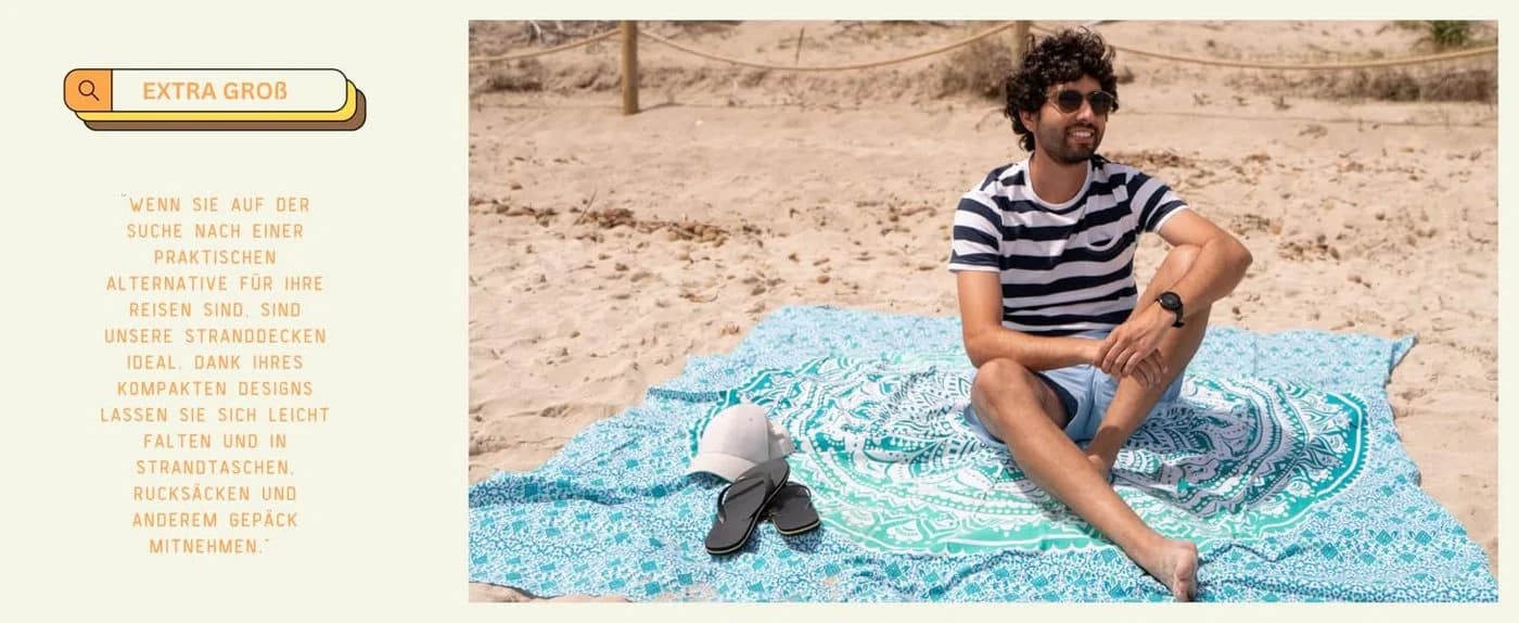 Wiladu Mandala Tuch XXL Wandteppich Strandtuch Blau - Bild 5
