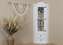 ebuy24 Vitrine New Mexico Eckschrank Weiß mit Glastür und 2 Schubladen Bild 1