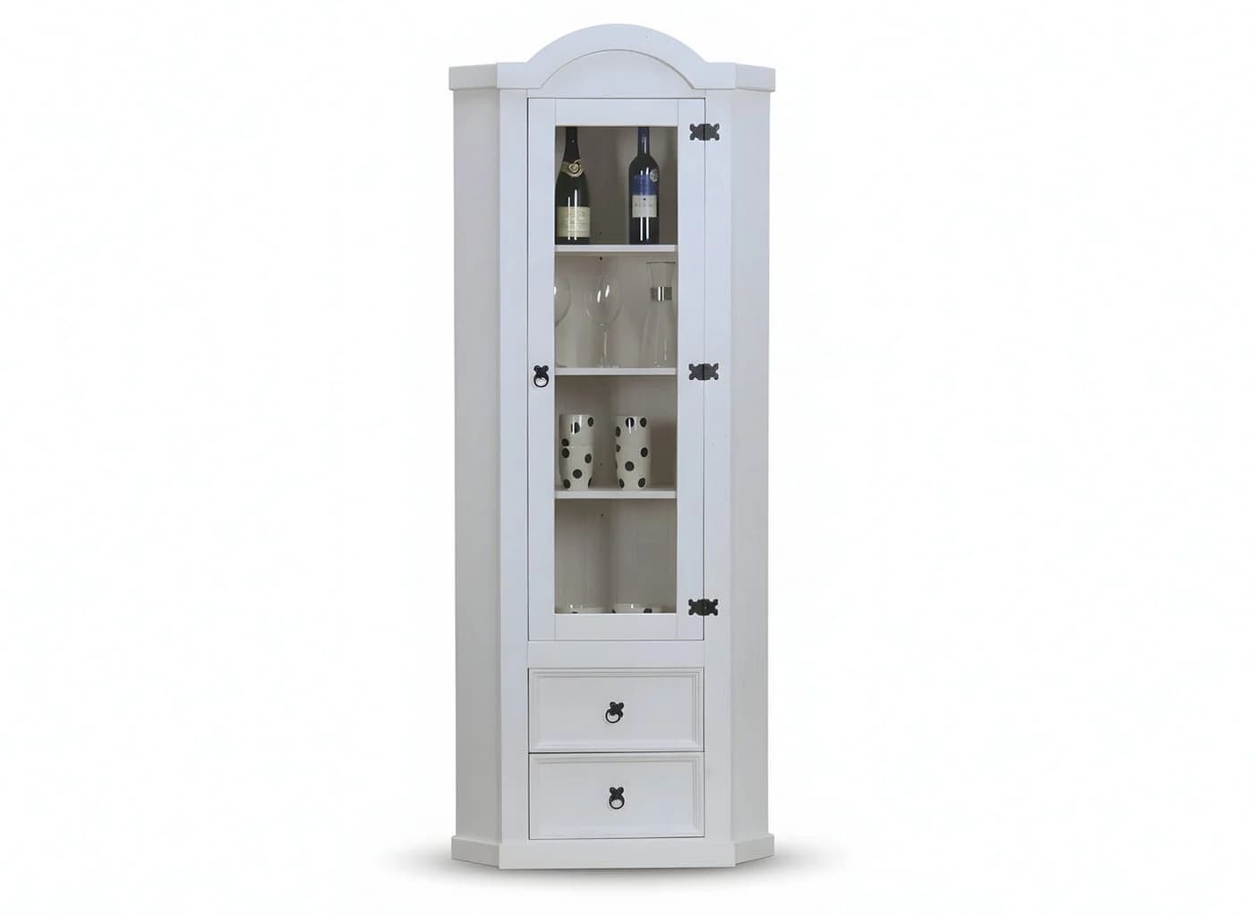 ebuy24 Vitrine New Mexico Eckschrank Weiß mit Glastür und 2 Schubladen - Bild 2