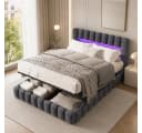 Simurq Polsterbett 140x200 cm Grau mit LED, Stauraum & USB Bild 2