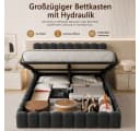Simurq Polsterbett 140x200 cm Grau mit LED, Stauraum & USB Bild 3