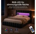 Simurq Polsterbett 140x200 cm Grau mit LED, Stauraum & USB Bild 4