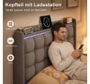 Simurq Polsterbett Grau Samt mit LED-Beleuchtung und USB Bild 3