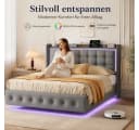 Simurq Polsterbett Grau Samt mit LED-Beleuchtung und USB Bild 4