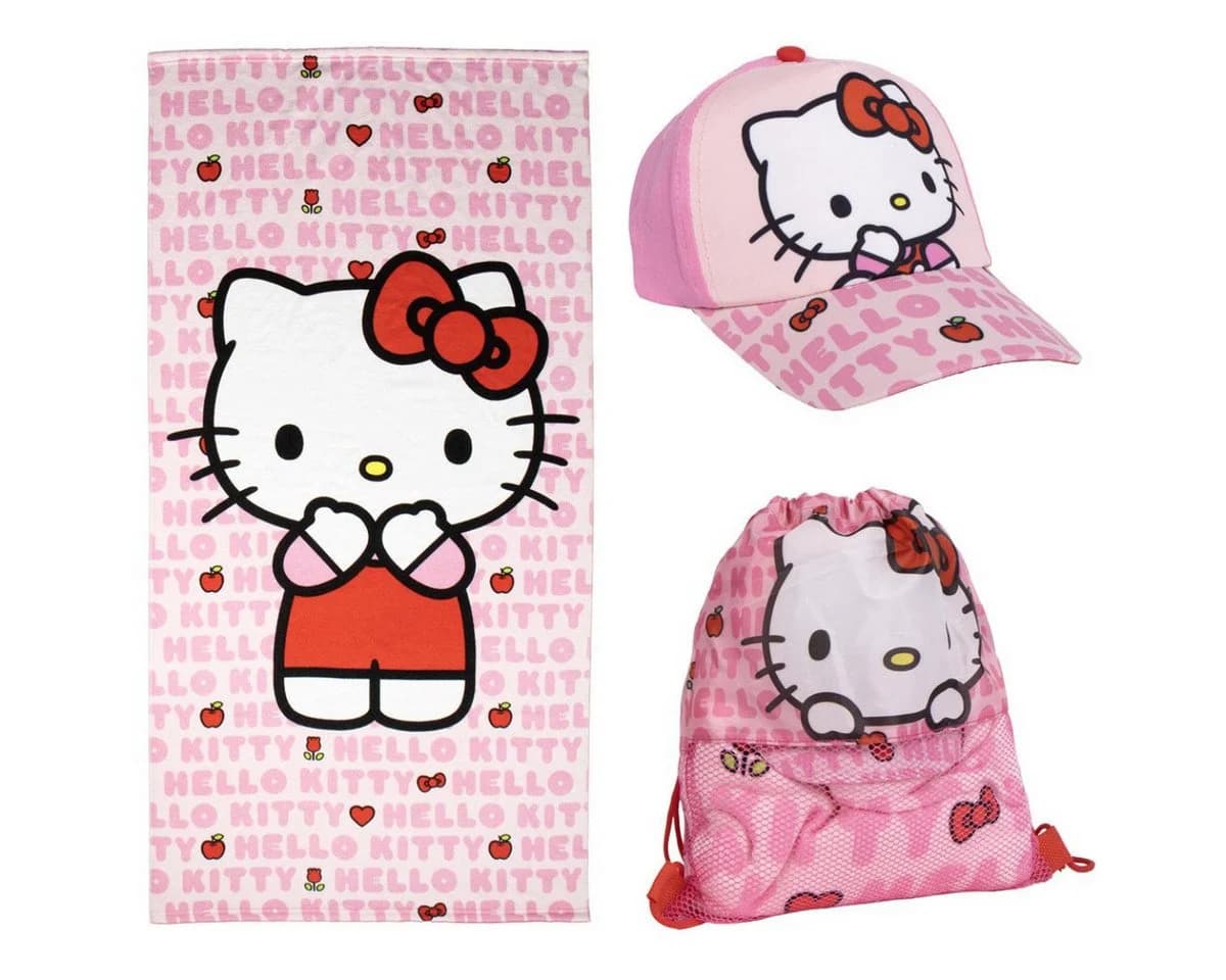 Cerda Handtuch Set Hello Kitty Kinderhandtücher im praktischen Beutel Rosa - Bild 2