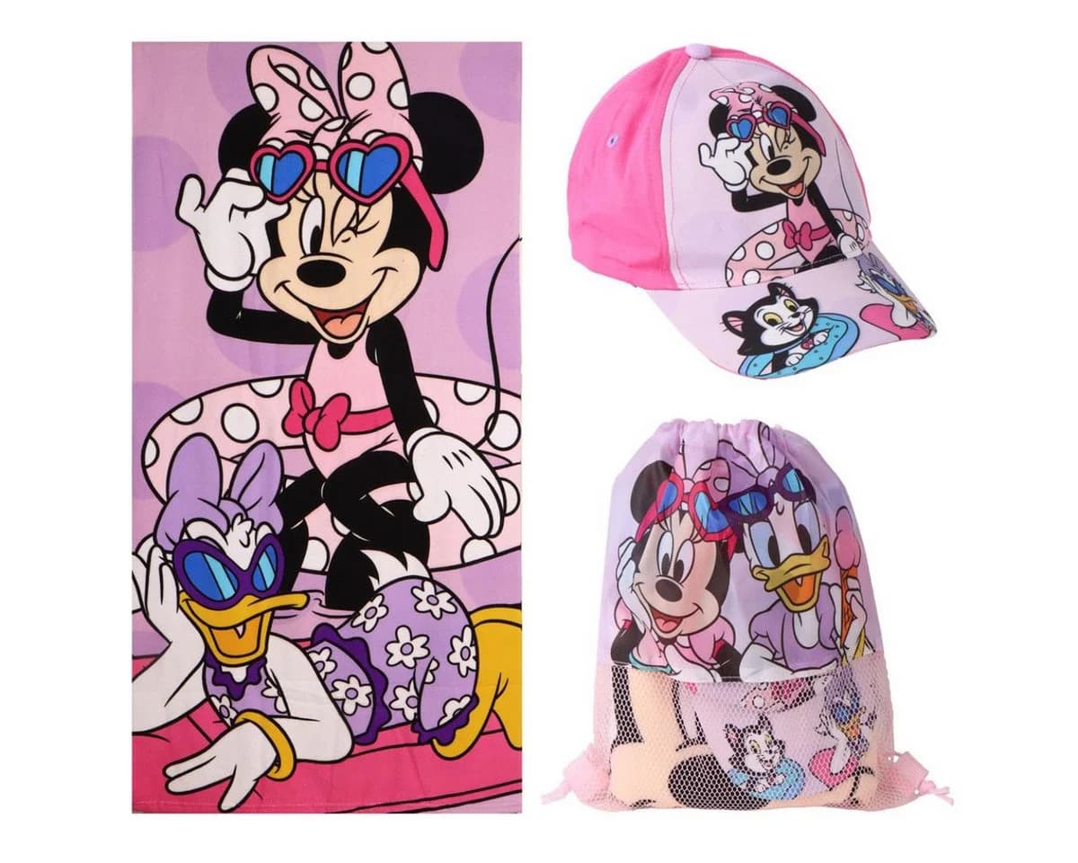 Disney Minnie Mouse Strandtuch Set Kinder 70x140 cm mit Cap & Turnbeutel - Bild 2
