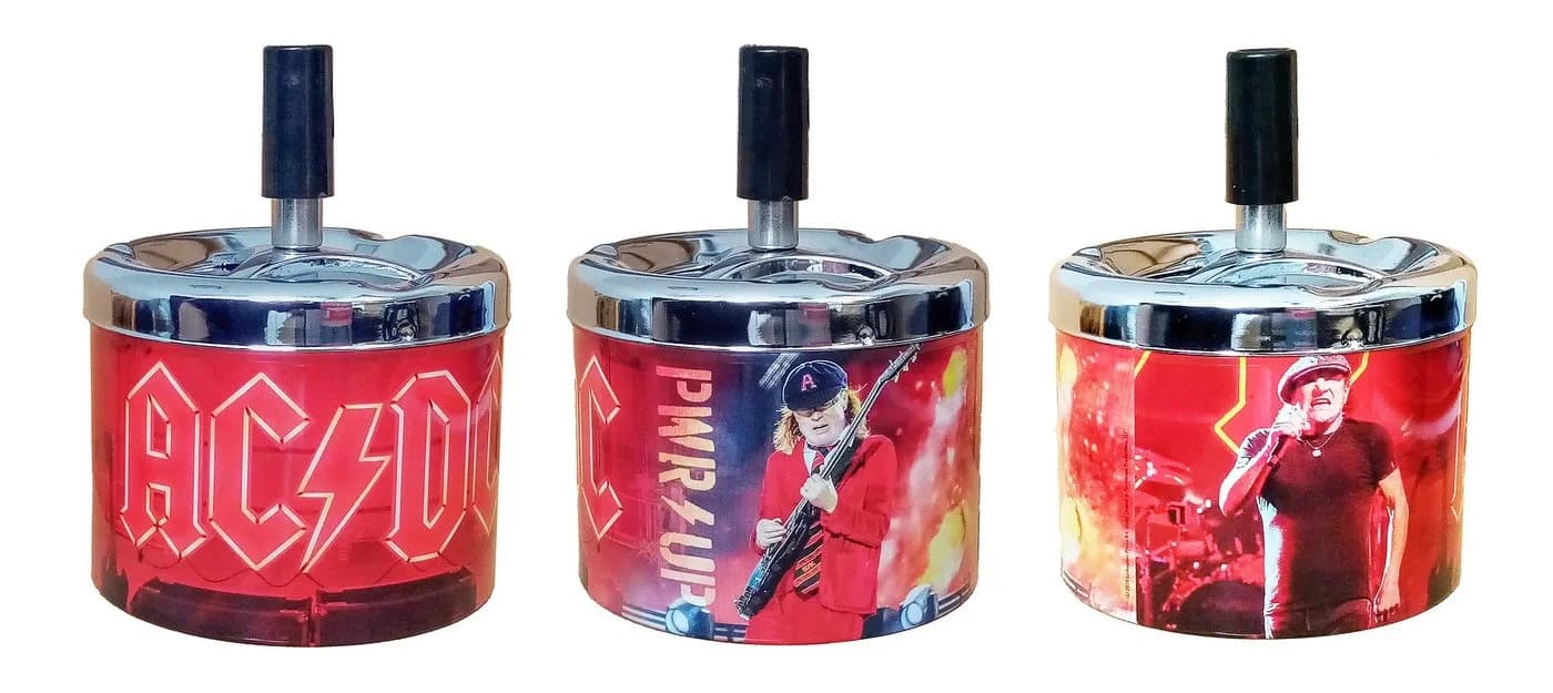 CHAMP Aschenbecher AC/DC Rot Metall mit Drehfunktion - Bild 3
