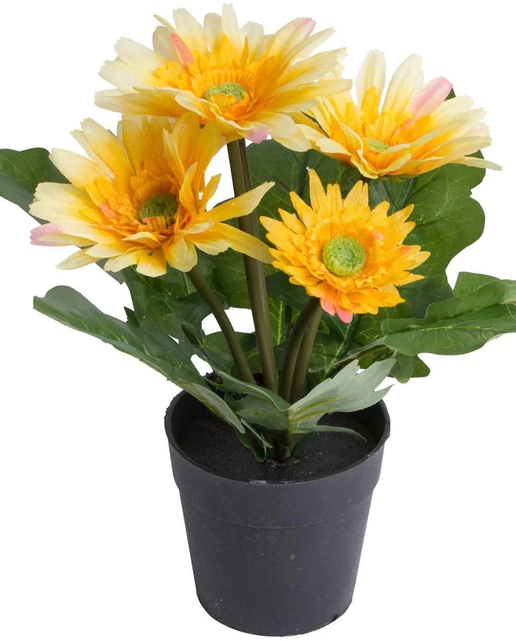 Kunstblume BOTANIC-HAUS Gerbera mit 5 Blüten Gelb