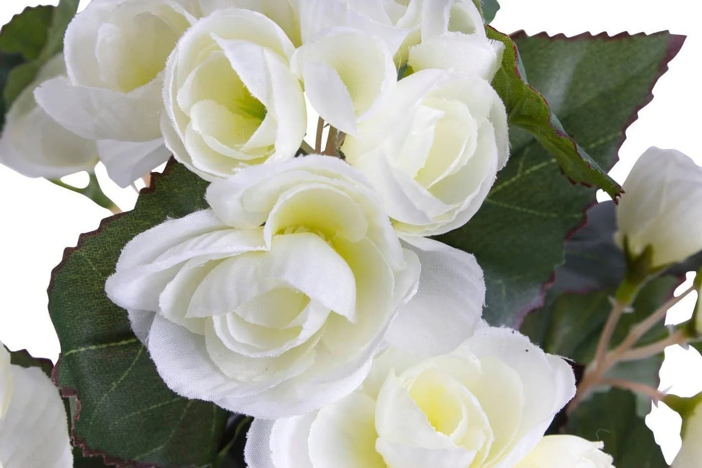 Kunstblume Begonienbusch 7 Stiele Beige Creme Weiß Kunststoff