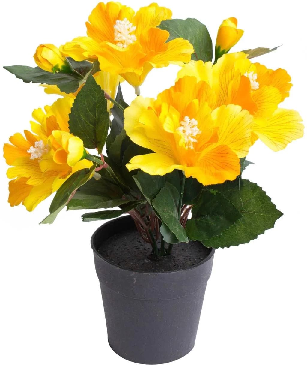 Botanic-Haus Kunstblume Hibiskus im Topf Gelb Schwarz - Bild 3