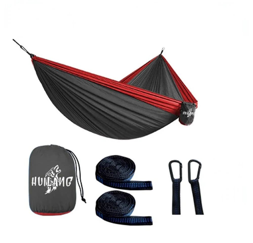 Blusmart Hängematte Camping Doppelhängematte Grau/Rot - Bild 2