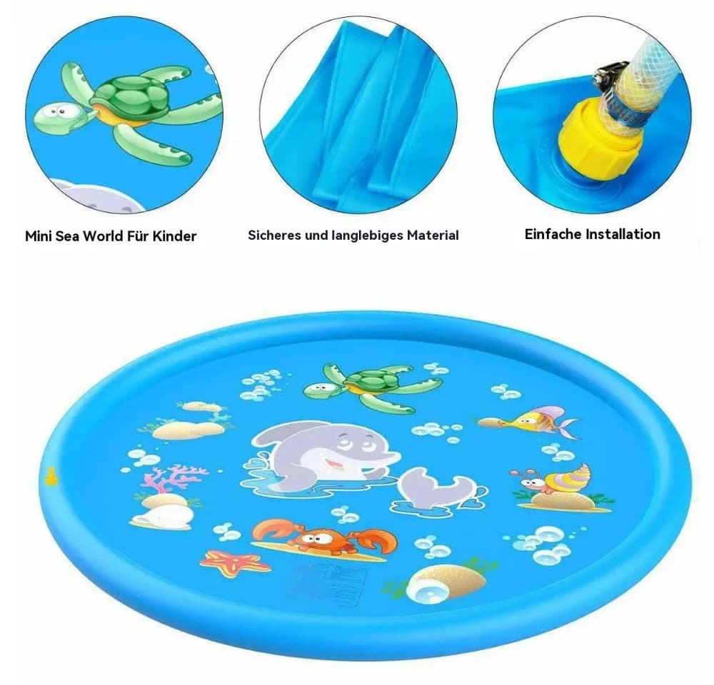Blusmart Wassermatte Kinder mit Sprinkler Blau Meereslebewesen - Bild 3