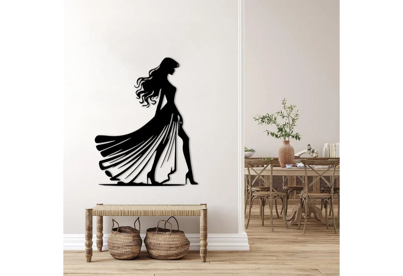 Jumpeak Wanddekoobjekt Metallkunst-Wanddekoration, modische Frau, figürliche Dekoration, Abstrakte Silhouetten, minimalistisch, 4 Farben, 3 Größen, Geschenk