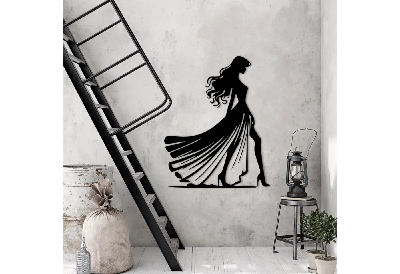 Jumpeak Wanddekoobjekt Metallkunst-Wanddekoration, modische Frau, figürliche Dekoration, Abstrakte Silhouetten, minimalistisch, 4 Farben, 3 Größen, Geschenk - Bild 3
